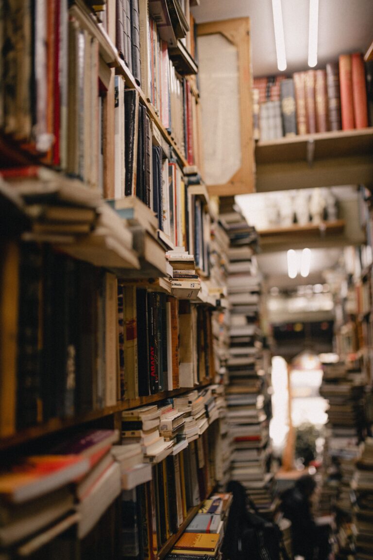 overflowing bookshelves